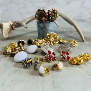 Vintage Clip Earrings Lot of 12 Pair of Assorted Styles